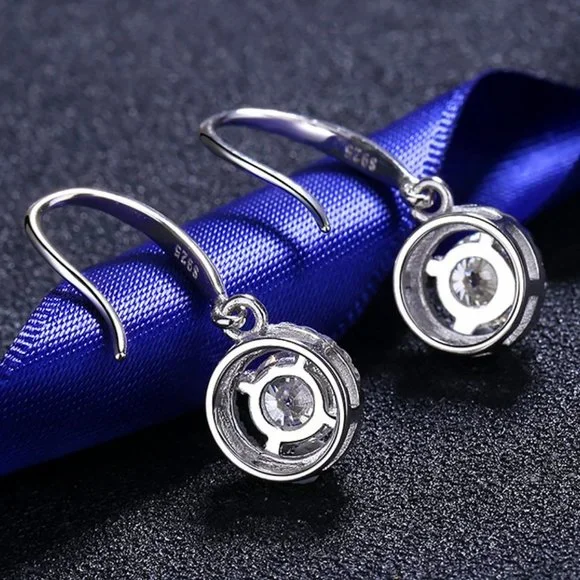 Certified 2ct. t.w. Moissanite Diamond Round Drop Earrings NEW